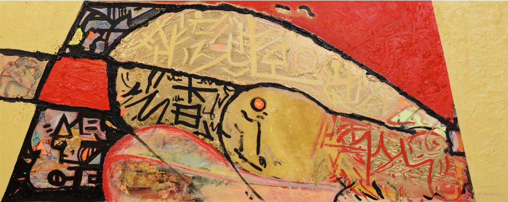 Imperial, 2014, Acrylic on Canvas with 24ct Gold Leaf by British artist Michael Butler