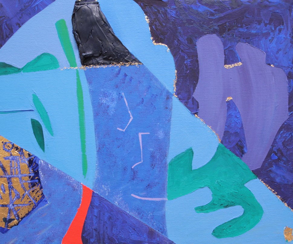 'Bing bang bluesy, me and you in the Jacuzzi', 2016, Acrylic and Gold Leaf on Canvas by British artist Michael Butler