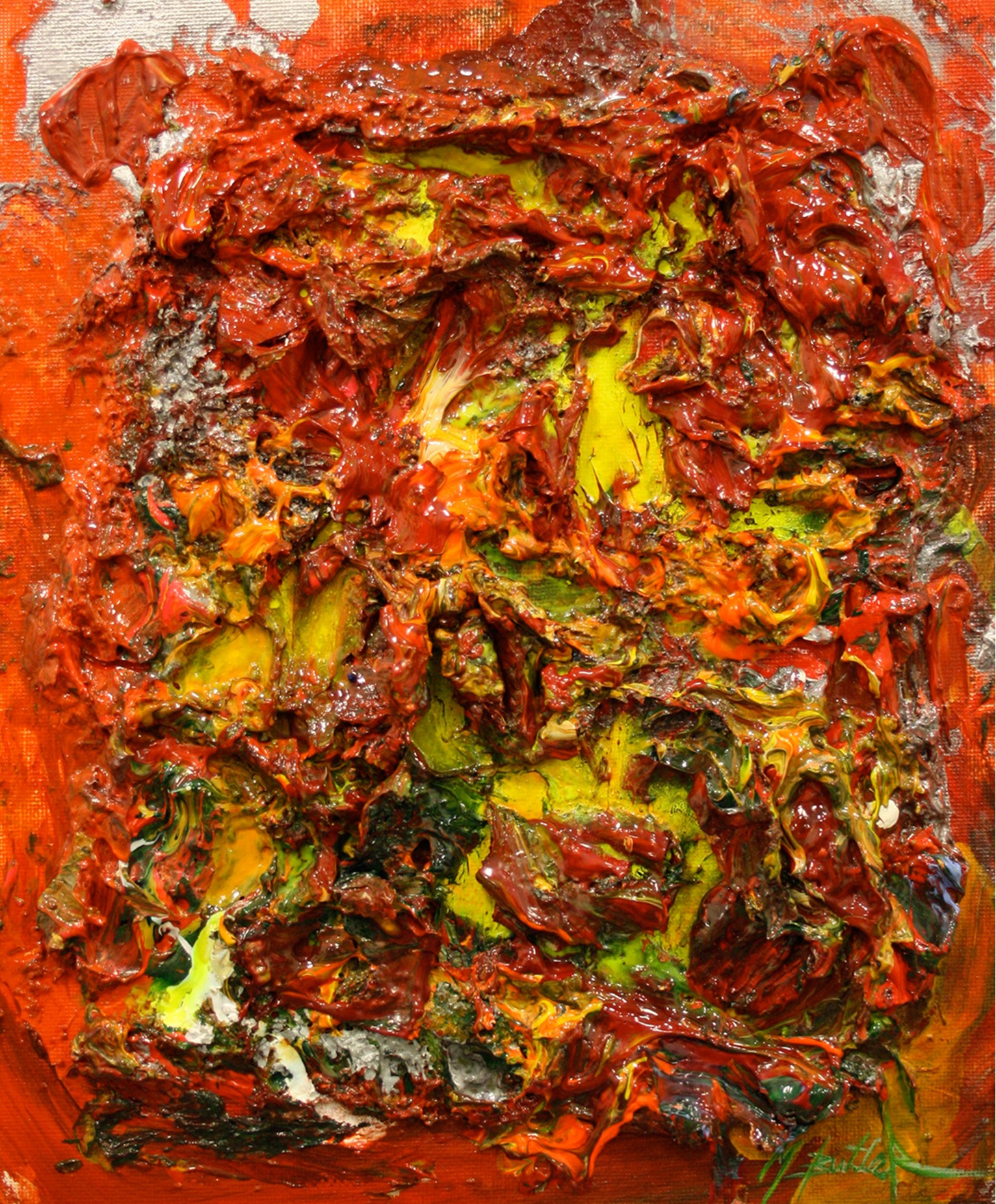 Lava II , 2010, Acrylic on Canvas Board by British artist Michael Butler