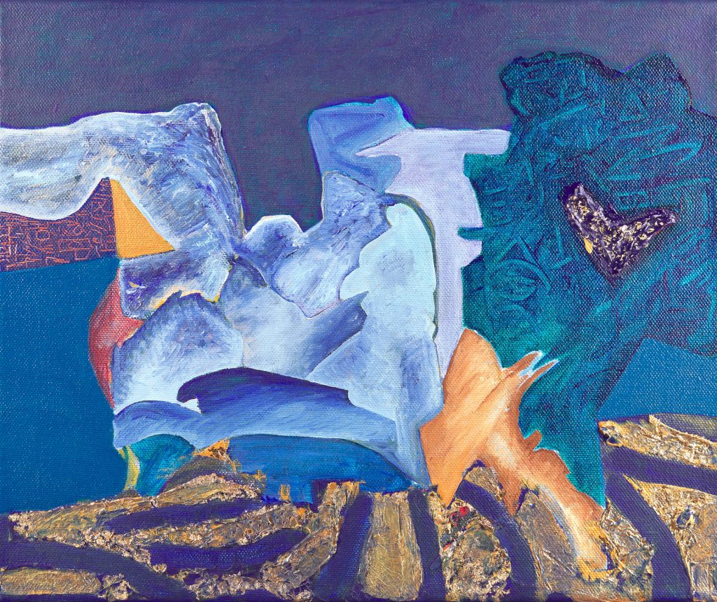 'Land of Havilah', 2018, Acrylic and Gold Leaf on Canvas by British artist Michael Butler