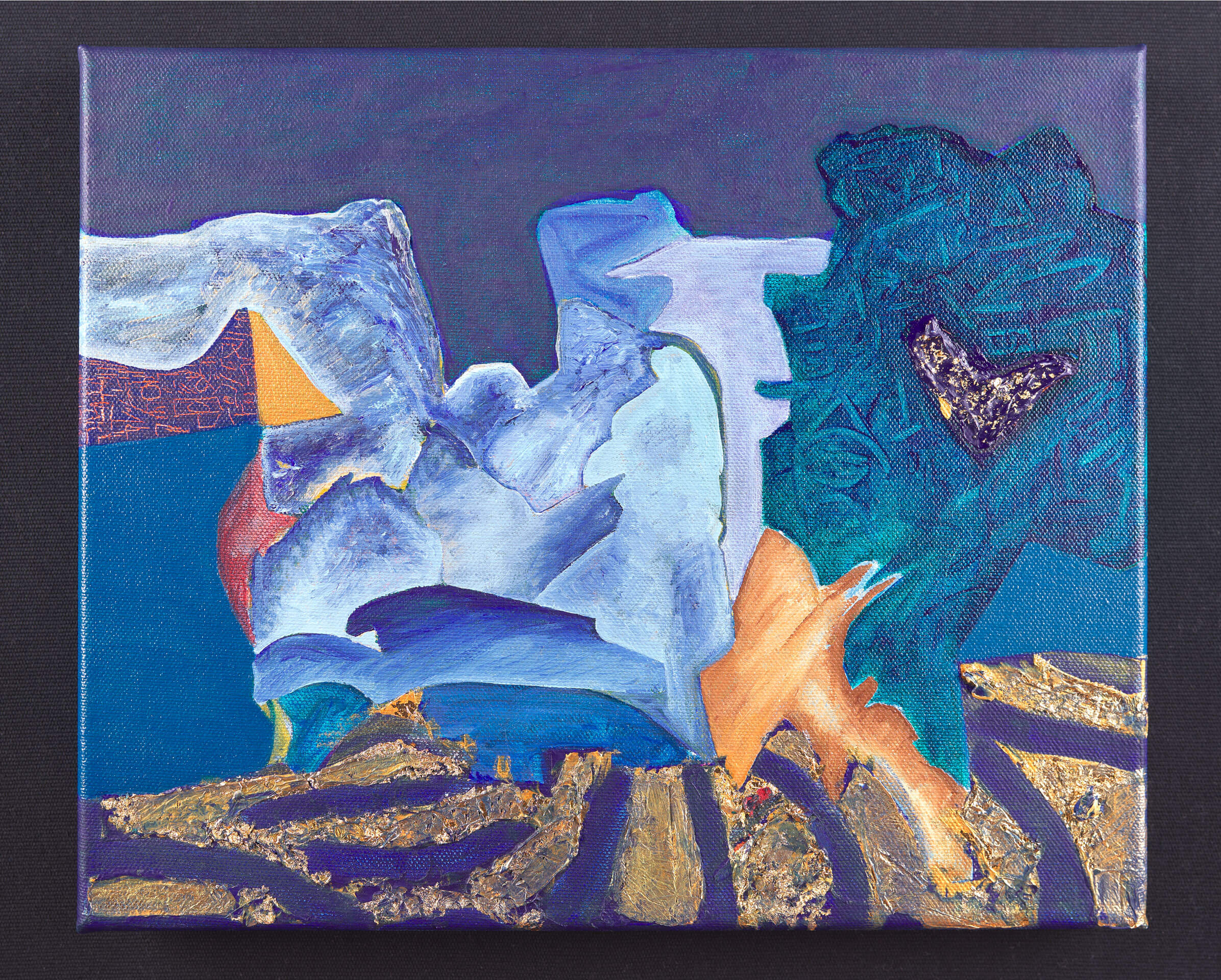'Land of Havilah', 2018, Acrylic and Gold Leaf on Canvas by British artist Michael Butler