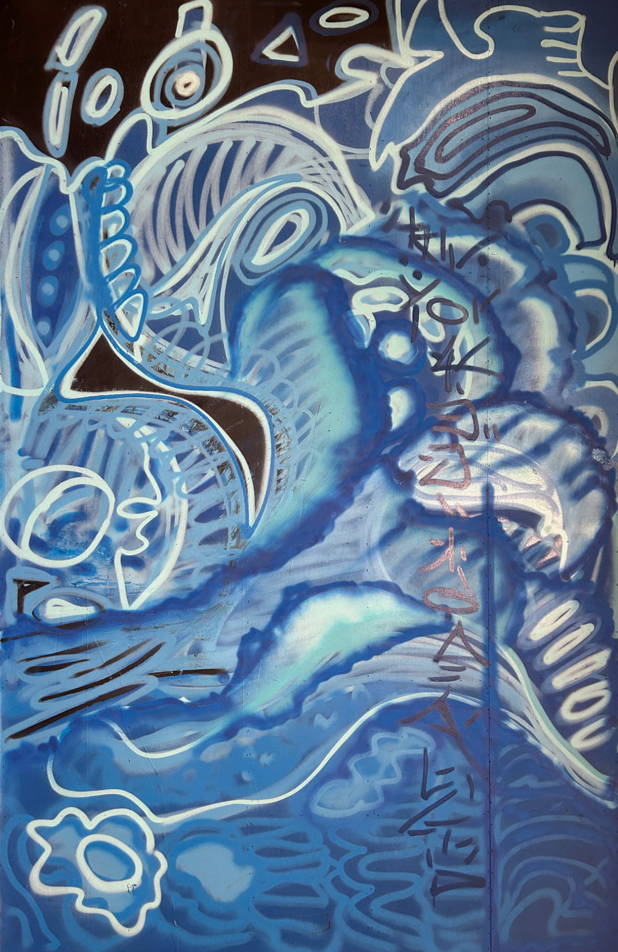 Manic , 2025, Spray paint on board by British artist Michael Butler
