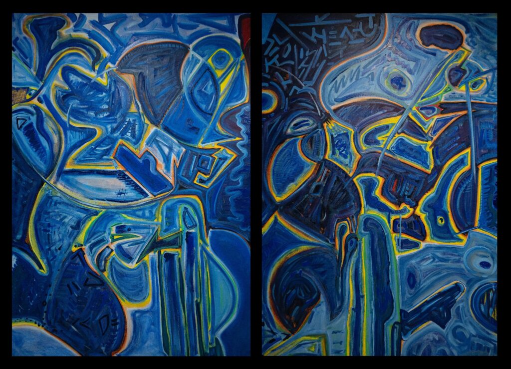 Scintillating Styles, 2024, Oil and 24-karat gold leaf on Canvas by British artist Michael Butler